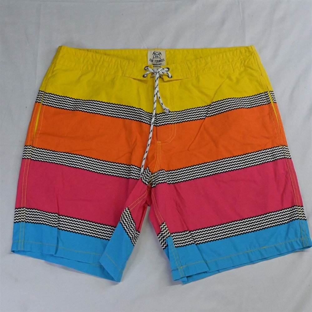 Bb The Tourist by‎ Burkman Bros L x 8" Loud Stripe Unlined Hybrid Shorts